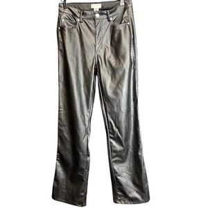 H&M Faux Leather‎ Pants Size 8 Black Straight Leg Casual Career